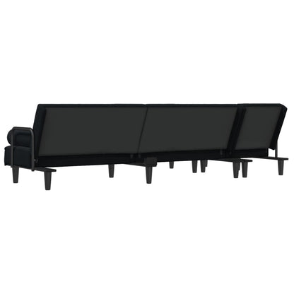 Divano Letto a L Nero 260x140x70 cm in Velluto