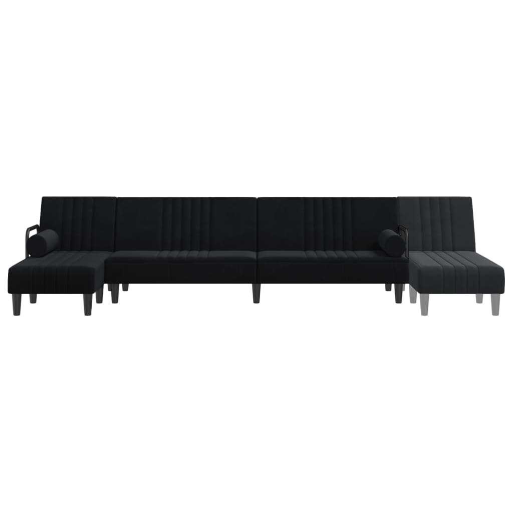 Divano Letto a L Nero 260x140x70 cm in Velluto