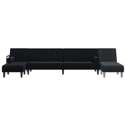 Divano Letto a L Nero 260x140x70 cm in Velluto - homemem39