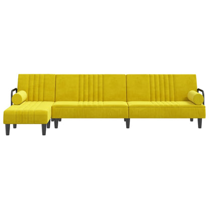 Divano Letto a L Giallo 260x140x70 cm in Velluto