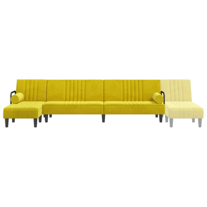 Divano Letto a L Giallo 260x140x70 cm in Velluto