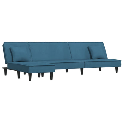 Divano Letto a L Blu 255x140x70 cm in Velluto