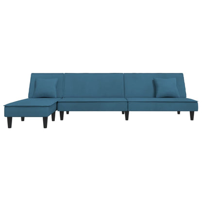 Divano Letto a L Blu 255x140x70 cm in Velluto