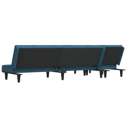 Divano Letto a L Blu 255x140x70 cm in Velluto