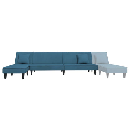 Divano Letto a L Blu 255x140x70 cm in Velluto