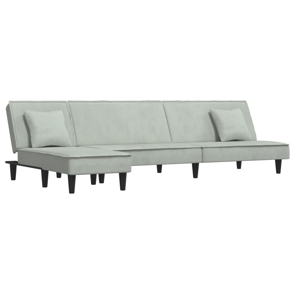 Divano Letto a L Grigio Chiaro 255x140x70 cm in Velluto - homemem39