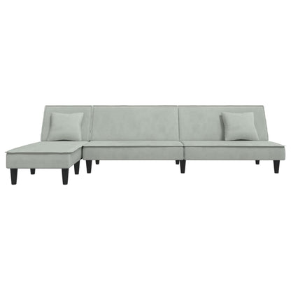 Divano Letto a L Grigio Chiaro 255x140x70 cm in Velluto