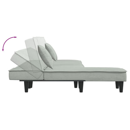 Divano Letto a L Grigio Chiaro 255x140x70 cm in Velluto - homemem39