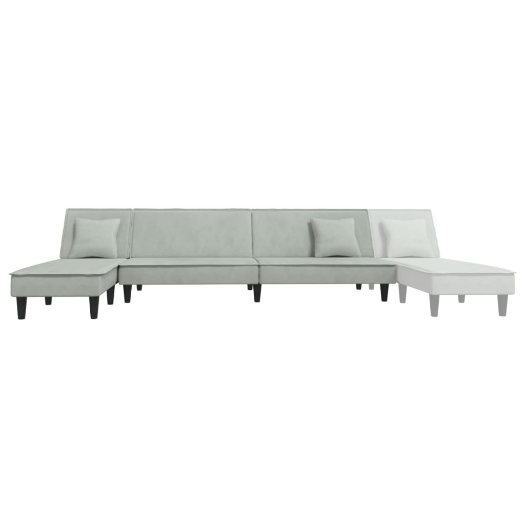 Divano Letto a L Grigio Chiaro 255x140x70 cm in Velluto - homemem39