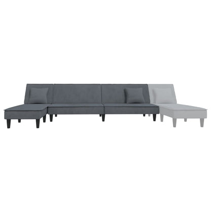 Divano Letto a L Grigio Scuro 255x140x70 cm in Velluto - homemem39