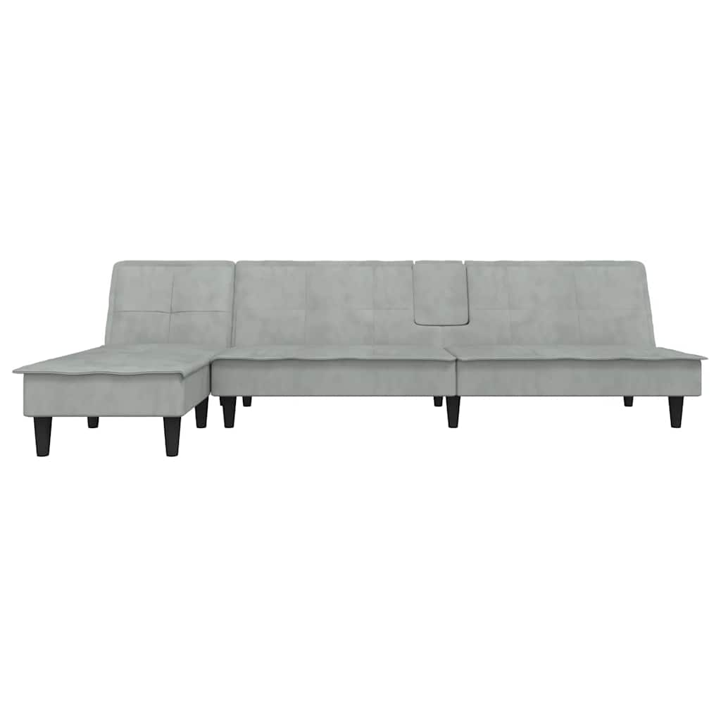 Divano Letto a L Grigio Chiaro 255x140x70 cm in Velluto