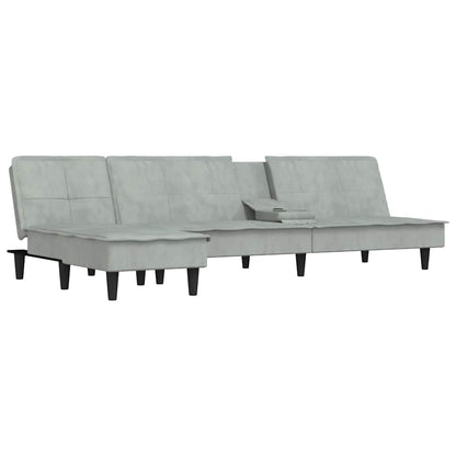 Divano Letto a L Grigio Chiaro 255x140x70 cm in Velluto - homemem39