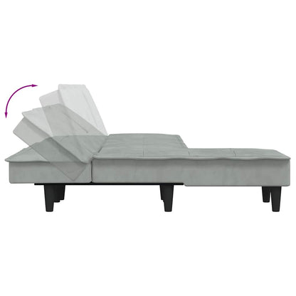 Divano Letto a L Grigio Chiaro 255x140x70 cm in Velluto - homemem39