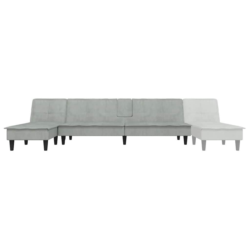 Divano Letto a L Grigio Chiaro 255x140x70 cm in Velluto - homemem39