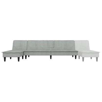 Divano Letto a L Grigio Chiaro 255x140x70 cm in Velluto