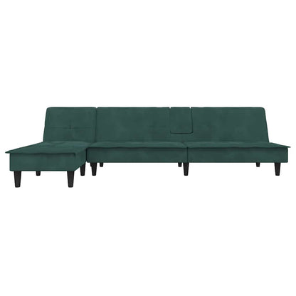 Divano Letto a L Verde Scuro 255x140x70 cm in Velluto