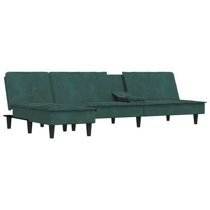 Divano Letto a L Verde Scuro 255x140x70 cm in Velluto - homemem39