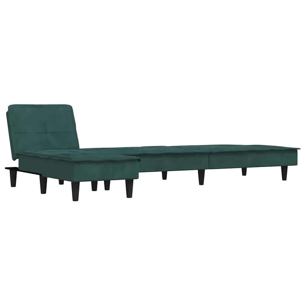 Divano Letto a L Verde Scuro 255x140x70 cm in Velluto - homemem39