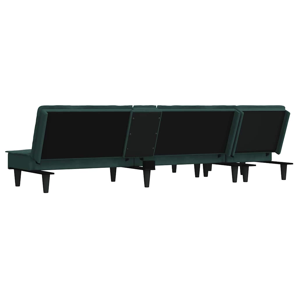 Divano Letto a L Verde Scuro 255x140x70 cm in Velluto - homemem39