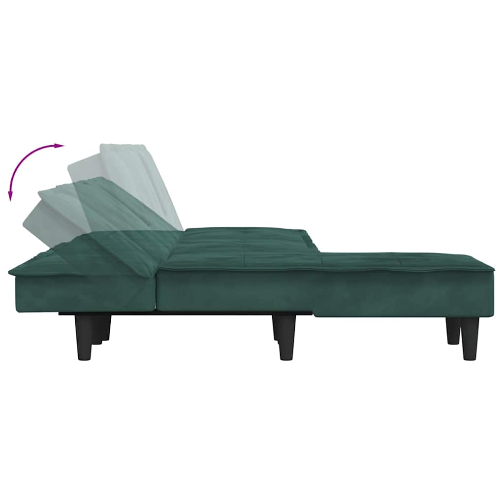 Divano Letto a L Verde Scuro 255x140x70 cm in Velluto