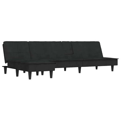 Divano Letto a L Nero 255x140x70 cm in Velluto