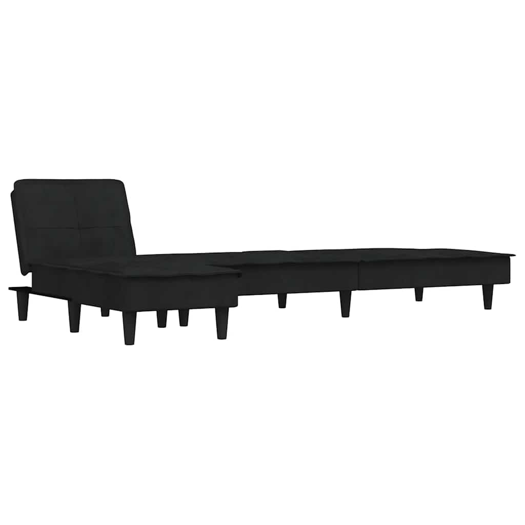 Divano Letto a L Nero 255x140x70 cm in Velluto