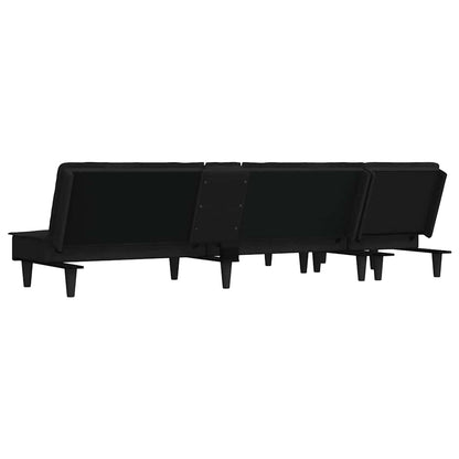 Divano Letto a L Nero 255x140x70 cm in Velluto