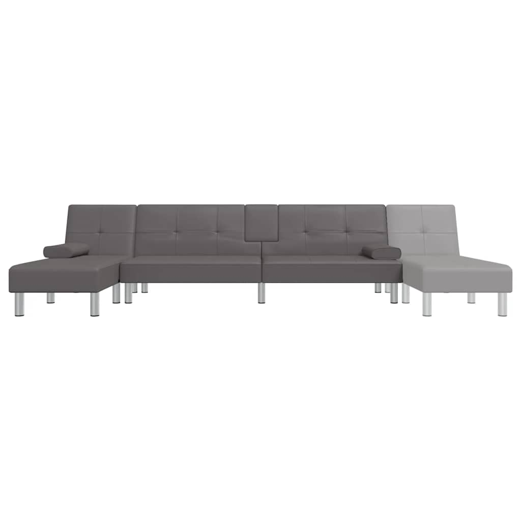 Divano Letto a L Grigio 255x140x70 cm in Similpelle - homemem39