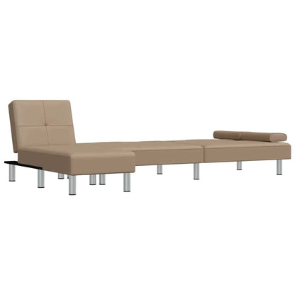 Divano Letto a L Cappuccino 255x140x70 cm in Similpelle