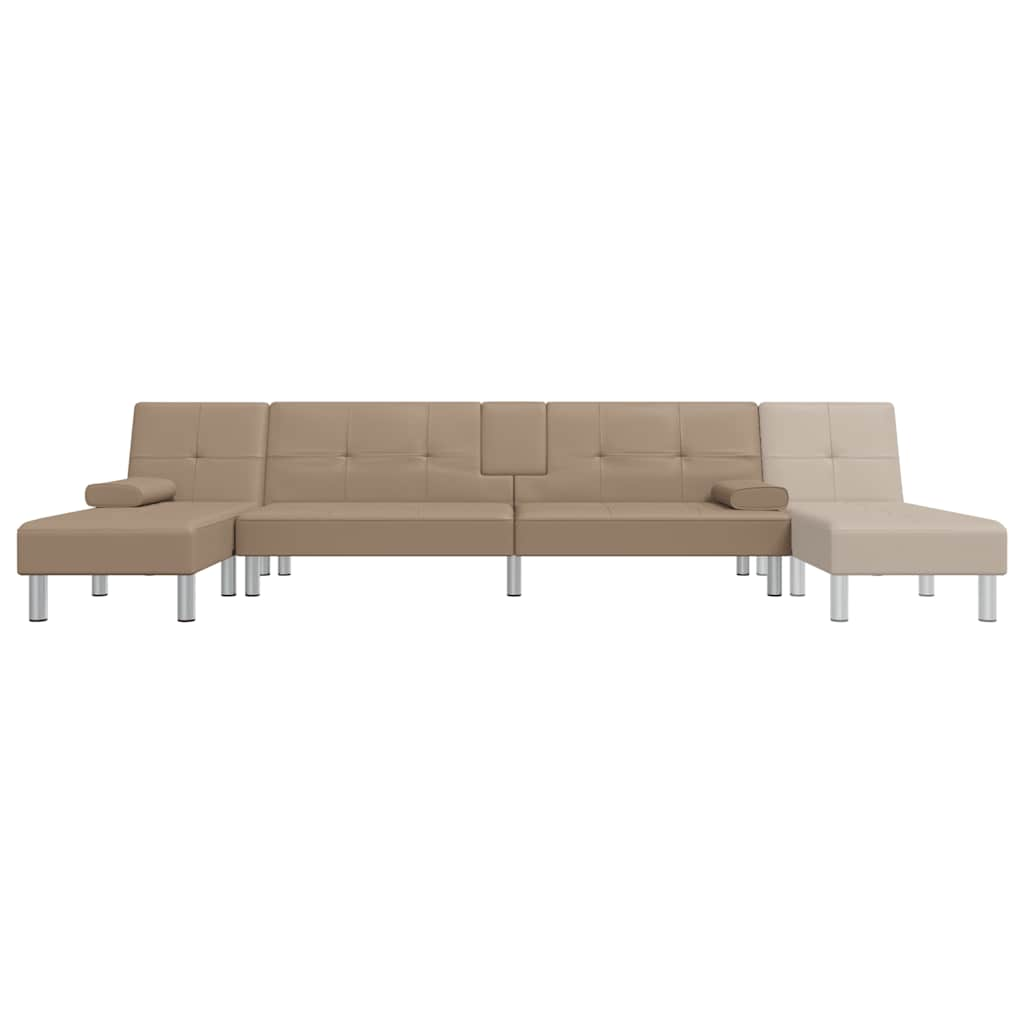 Divano Letto a L Cappuccino 255x140x70 cm in Similpelle