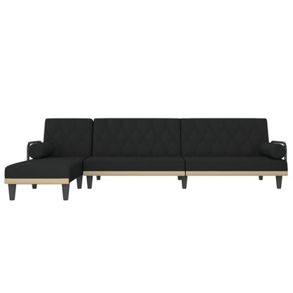 Divano Letto a L Nero 260x140x70 cm in Tessuto