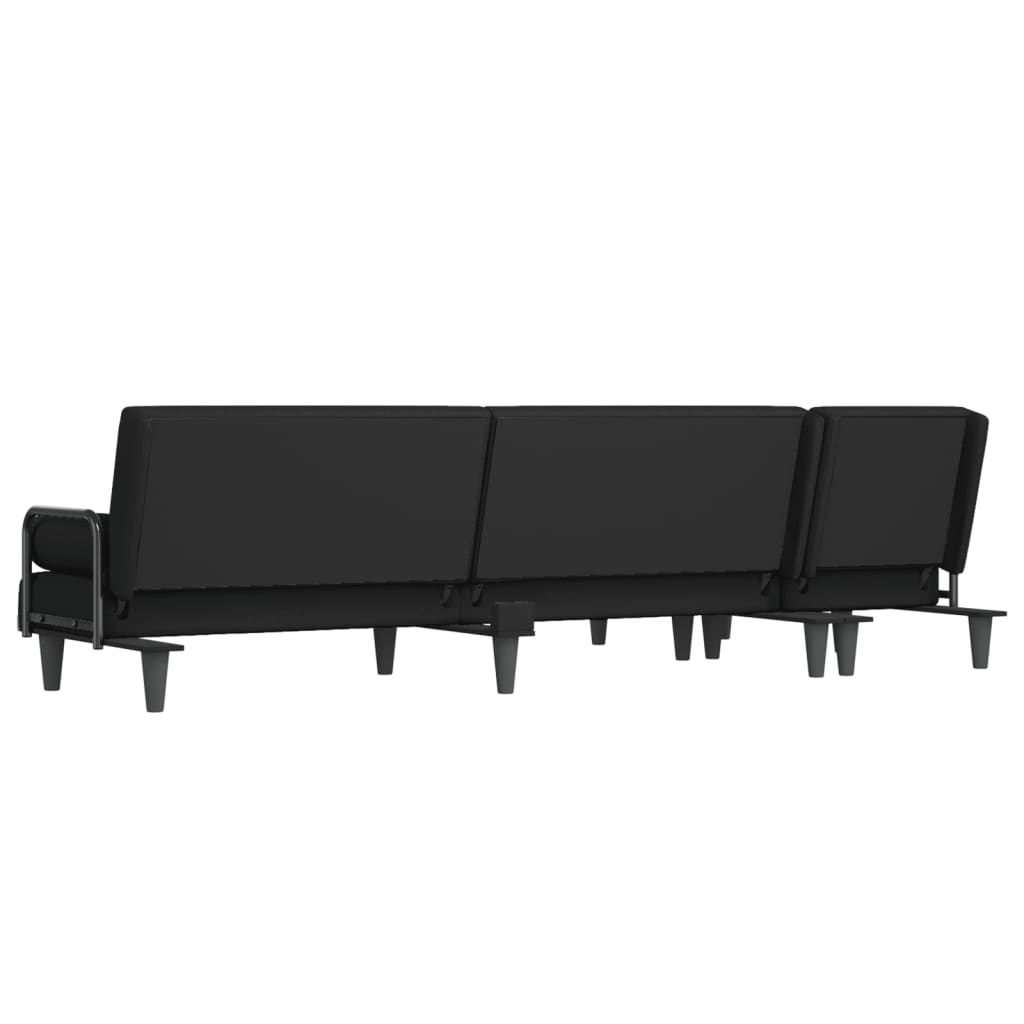 Divano Letto a L Nero 260x140x70 cm in Tessuto