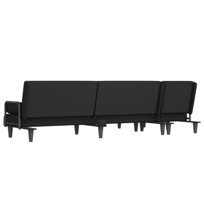 Divano Letto a L Nero 260x140x70 cm in Tessuto - homemem39