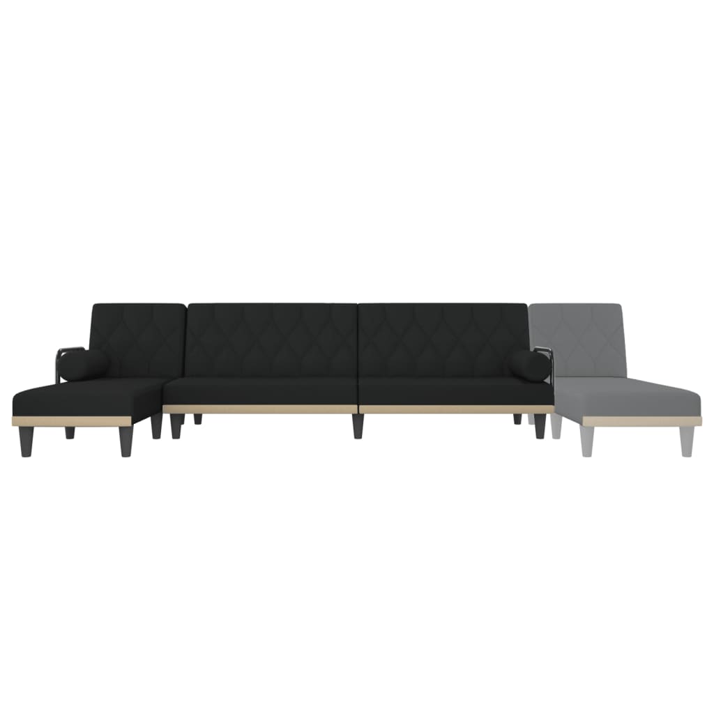 Divano Letto a L Nero 260x140x70 cm in Tessuto - homemem39