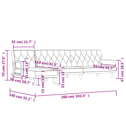 Divano Letto a L Nero 260x140x70 cm in Tessuto - homemem39