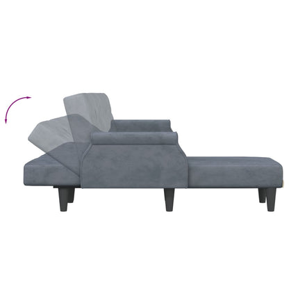 Divano Letto a L Grigio Scuro 271x140x70 cm in Velluto - homemem39