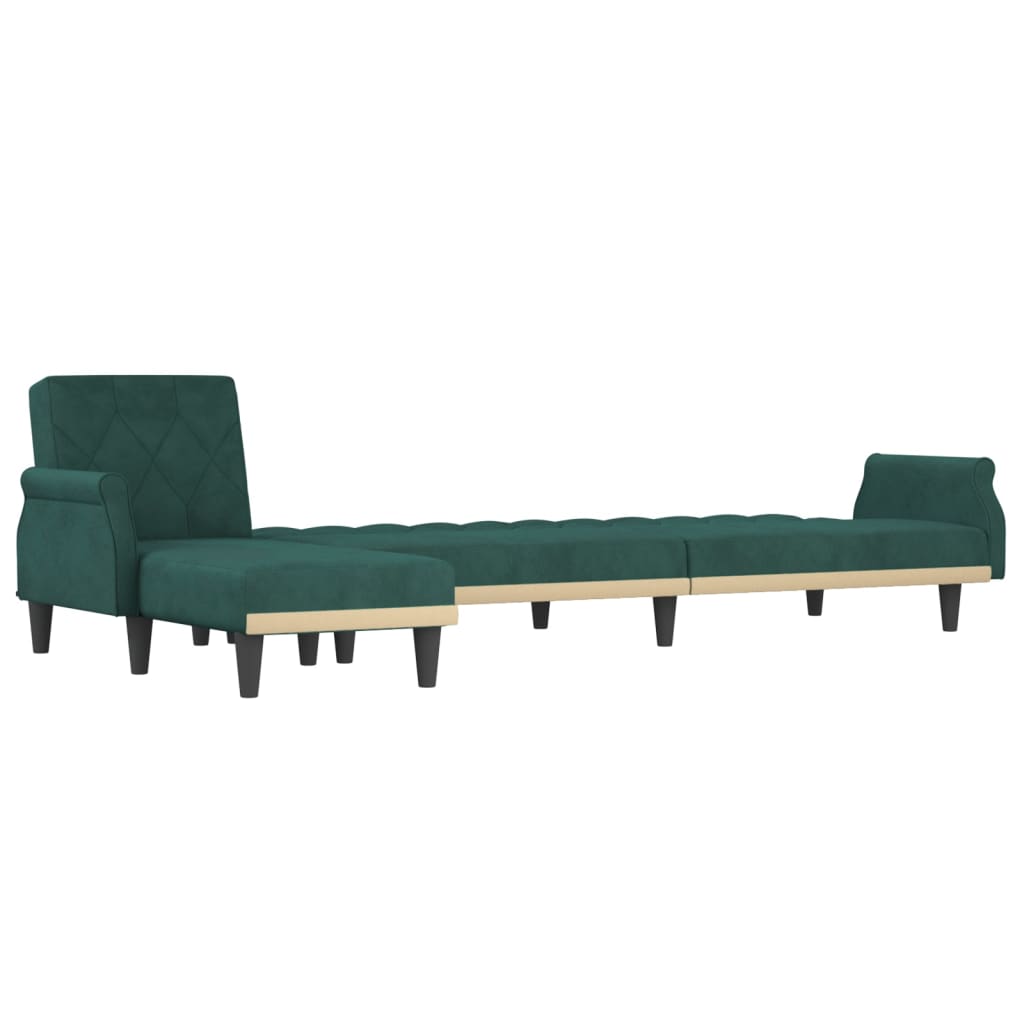 Divano Letto a L Verde Scuro 271x140x70 cm in Velluto - homemem39