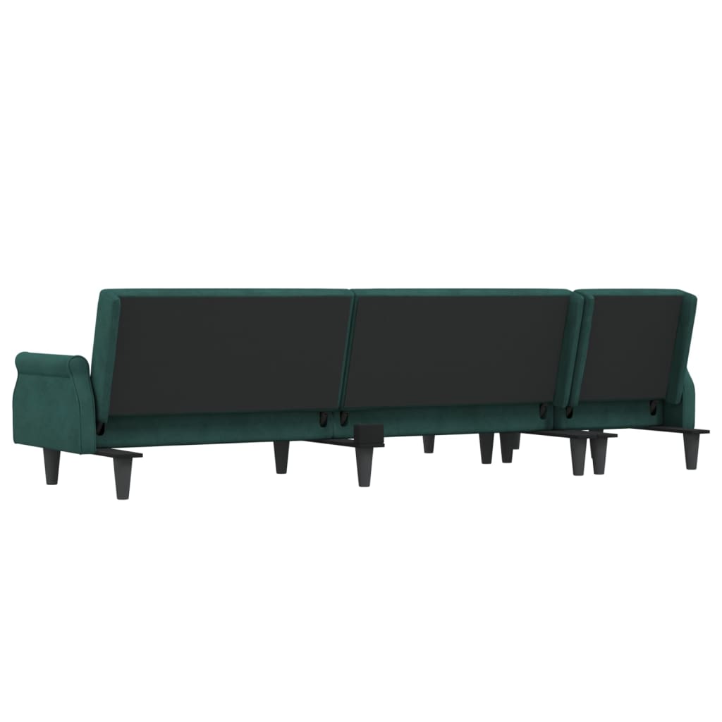 Divano Letto a L Verde Scuro 271x140x70 cm in Velluto