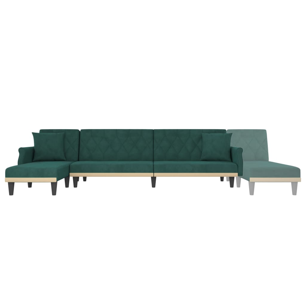 Divano Letto a L Verde Scuro 271x140x70 cm in Velluto