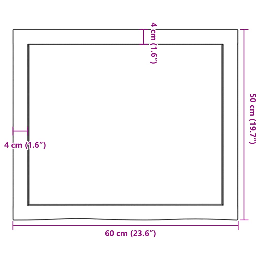 Piano per Tavolo 60x50x(2-6) cm in Rovere Massello Non Trattato - homemem39