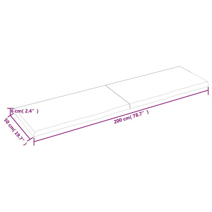 Piano per Tavolo 200x50x(2-6)cm in Rovere Massello Non Trattato - homemem39