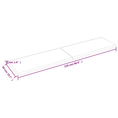 Piano per Tavolo 220x50x(2-4)cm in Rovere Massello Non Trattato - homemem39