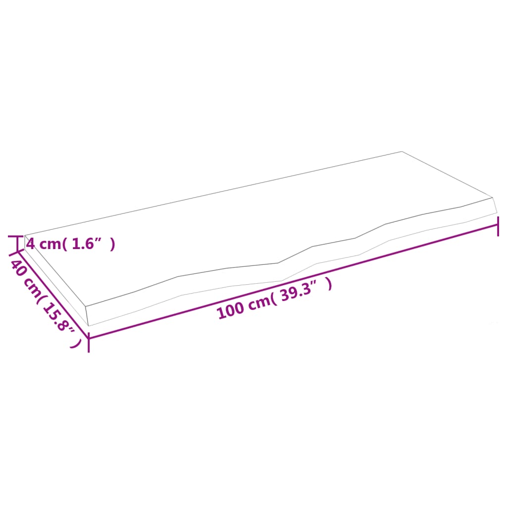 Piano Tavolo Marrone 100x40x(2-4) cm Massello Rovere Trattato - homemem39