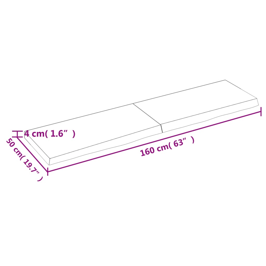 Piano Tavolo Marrone 160x50x(2-4) cm Massello Rovere Trattato - homemem39