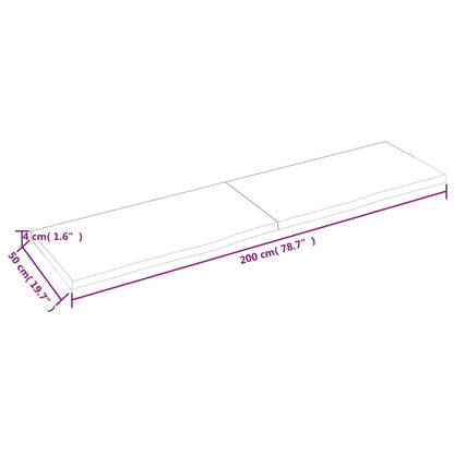 Piano Tavolo Marrone 200x50x(2-4) cm Massello Rovere Trattato - homemem39