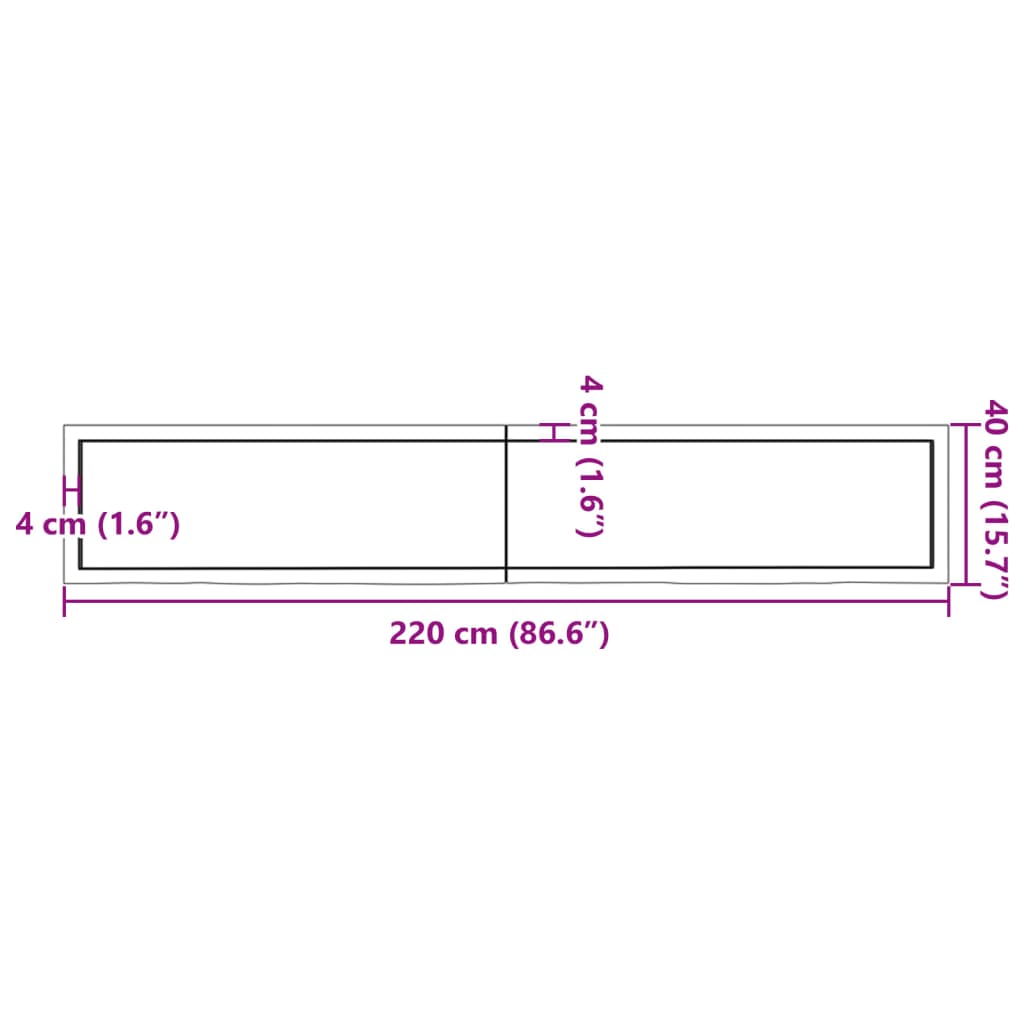 Piano Tavolo Marrone 220x40x(2-6) cm Massello Rovere Trattato - homemem39