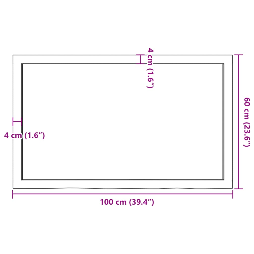 Piano Tavolo Marrone 100x60x(2-4) cm Rovere Massello Trattato - homemem39