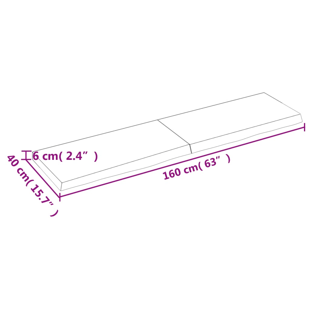 Piano Tavolo Marrone 160x40x(2-6) cm Rovere Massello Trattato - homemem39