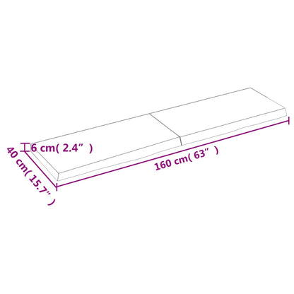 Piano Tavolo Marrone 160x40x(2-6) cm Rovere Massello Trattato - homemem39