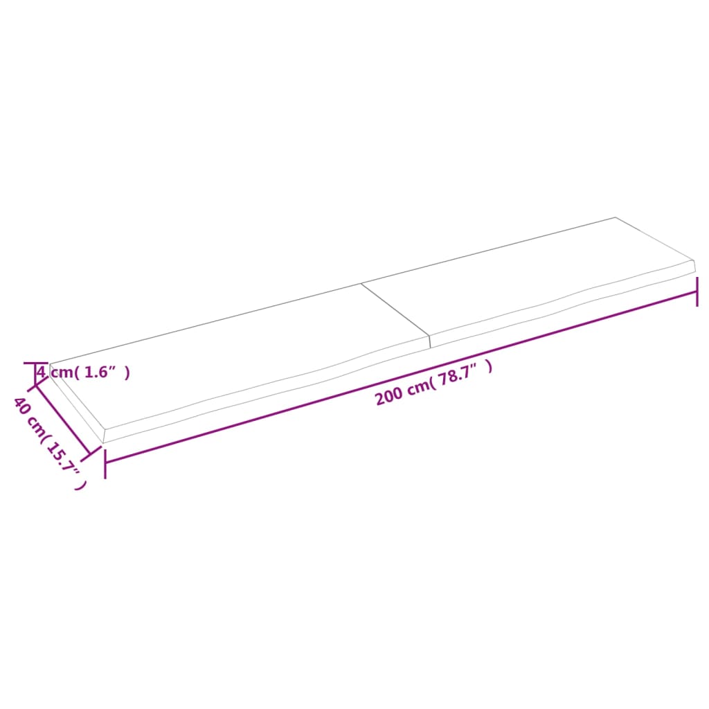 Piano Tavolo Marrone 200x40x(2-4) cm Rovere Massello Trattato - homemem39